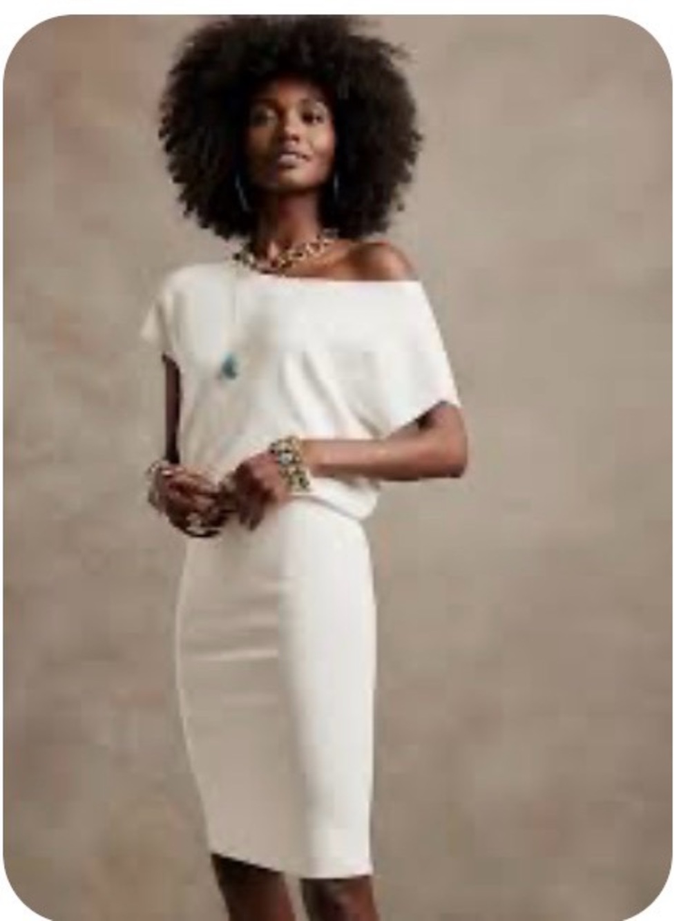 Banana Republic Elegant Dolman Sweater dress. M Off-Shoulder White